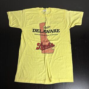Vintage 80s STROH'S Beer Mens M Yellow T-Shirt Hello Delaware by Sneakers Unworn